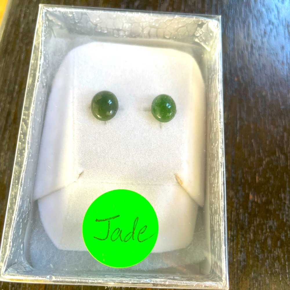 Green Jade Stud Earrings